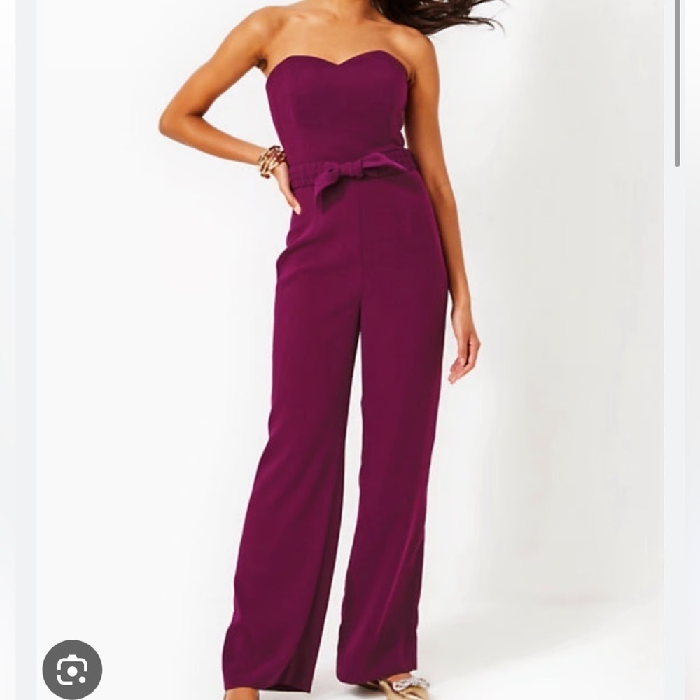 Lilly Pulitzer Rosalie Strapless Amarena Cherry Jumpsuit SIZE 4